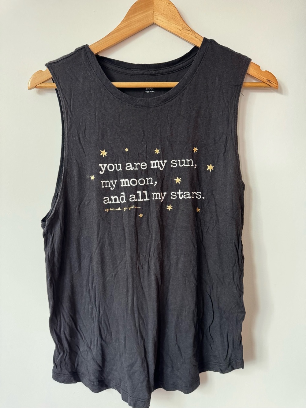 Spiritual Gangster Black You Are My Sun My Moon Stars Muscle Tank Top Small